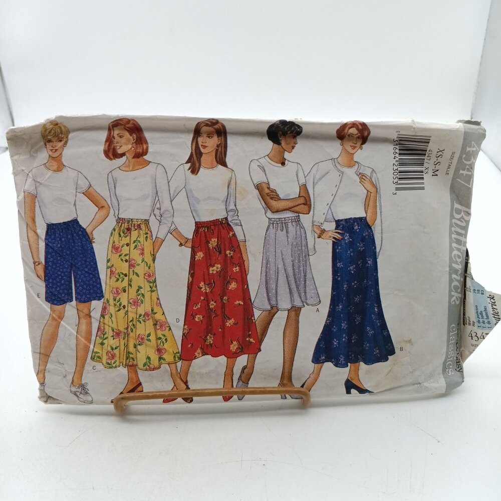 Butterick 4347 Vintage Sewing Pattern Misses Skirt & Shorts Sizes XS-M 1996